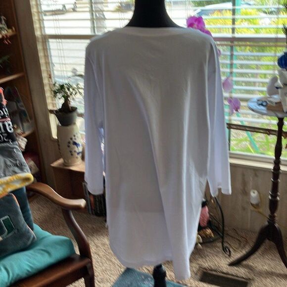 Isaac Mizrahi Live Womens Top 2X Essentials 3/4 Sleeve Knit Spotless White - Picture 6 of 6